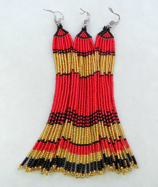 african beaded earring sahara red gold black4