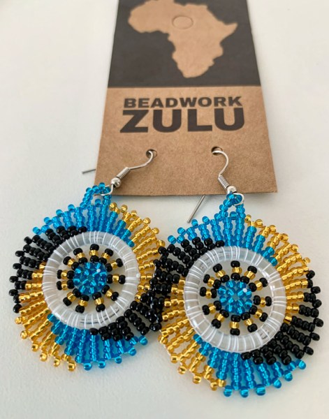 Circle Earrings Blue Black Gold