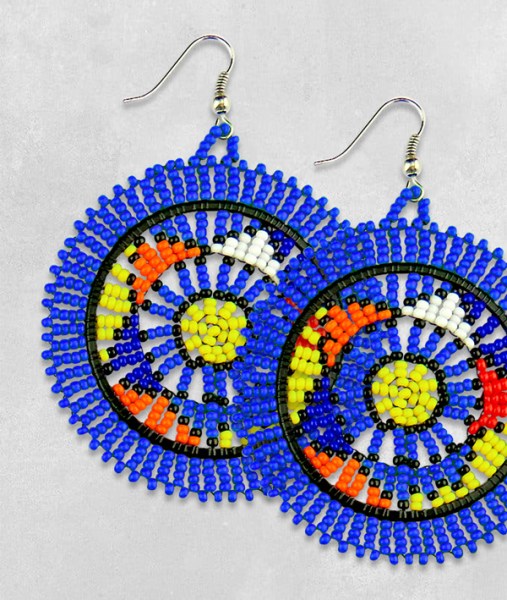 Large Circle Earrings Dark Blue