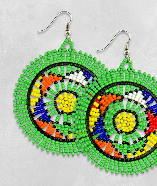 Large Circle Earrings Dark Green