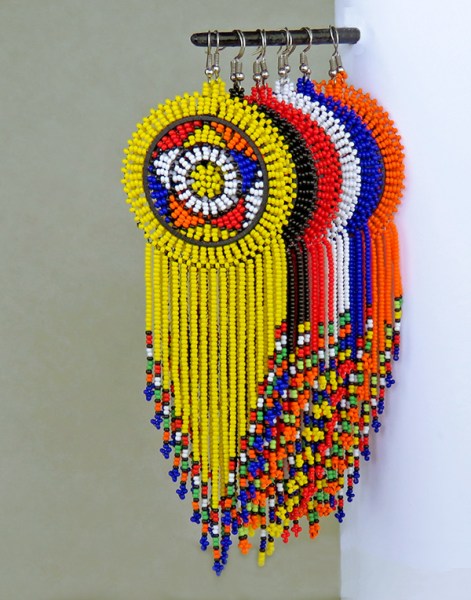 african beaded earrings large circle mixed 5