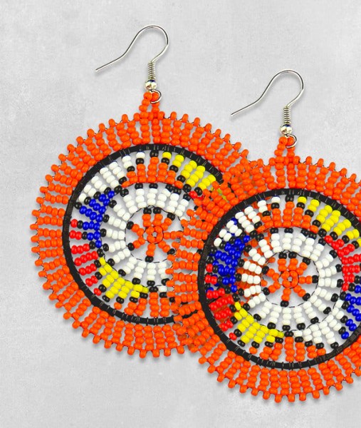 Large Circle Earrings Orange