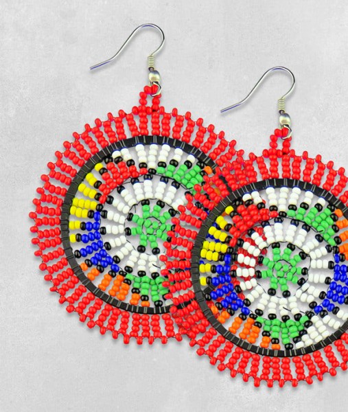 Large Circle Earrings Red