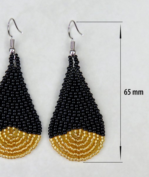 african beaded earrings large simbithi black gold size