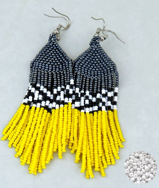 African Beaded Earrings Londolozi White