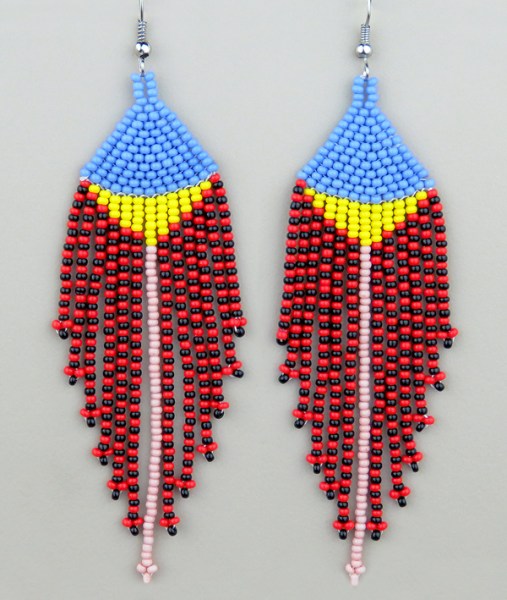 african beaded earrings long tassel blue yellow pink red black 21