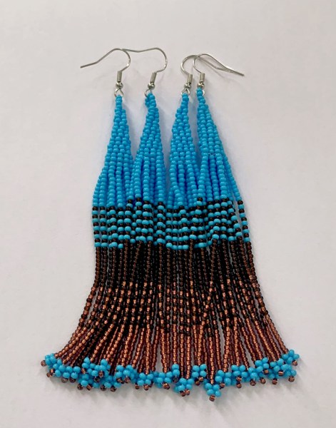 AQUA COPPER CHOCOLATE African Beaded Earrings Lukimbi 
