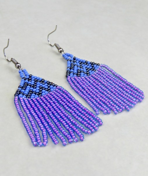 african beaded earrings phinda lilac blue metalic grey 1