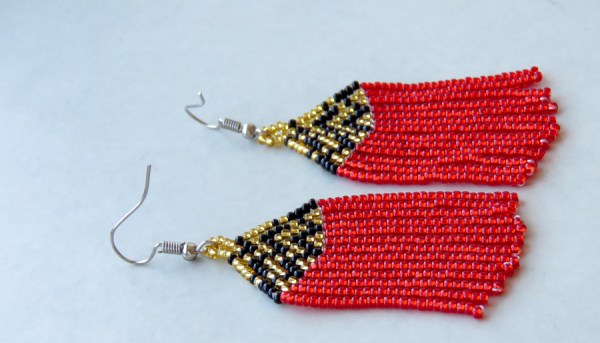 african beaded earrings phinda red gold black 18