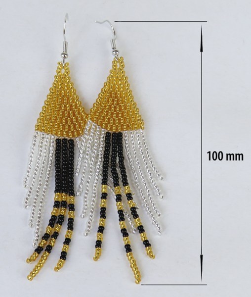 african beaded earrings shiduli gold silver black dimensions