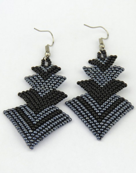 african beaded earrings singita black metallic grey 2