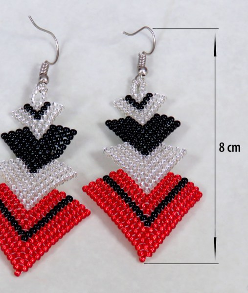 african beaded earrings singita red silver black size8