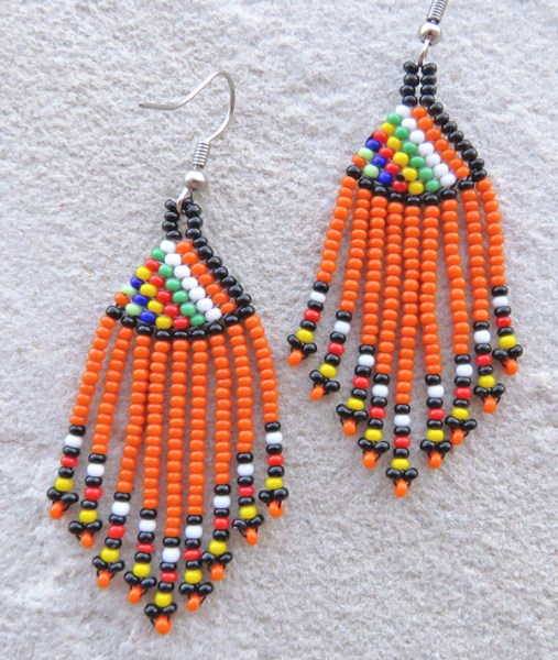 Beaded Short Tassel Earrings African Colours