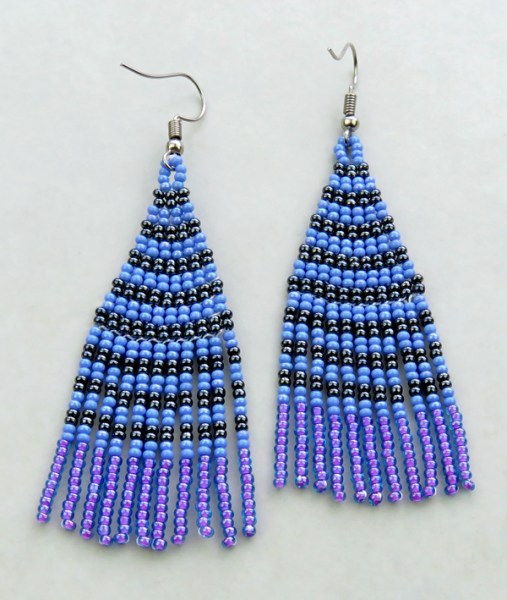 African Beaded Earrings Tembe Lilac Blue Metallic