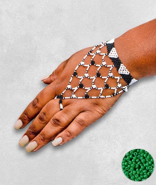 Green African Beaded Gloves