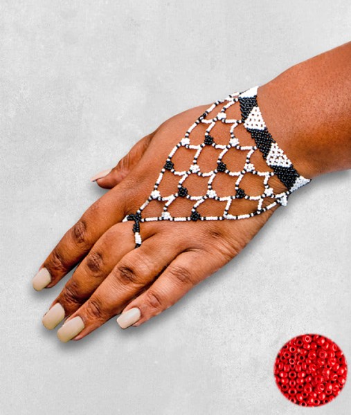 Red African Beaded Gloves
