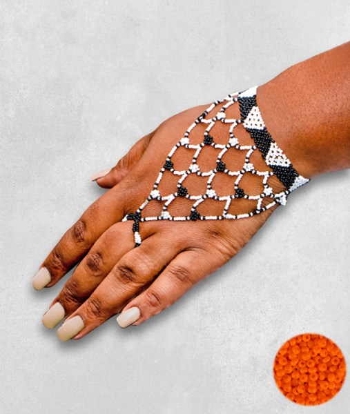 Orange African Beaded Gloves