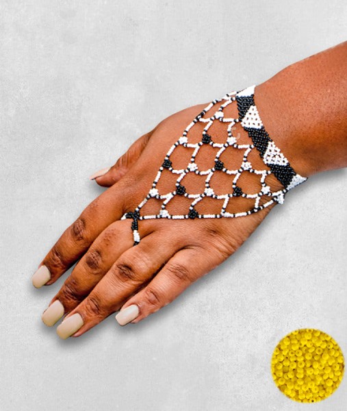 Yellow African Beaded Gloves