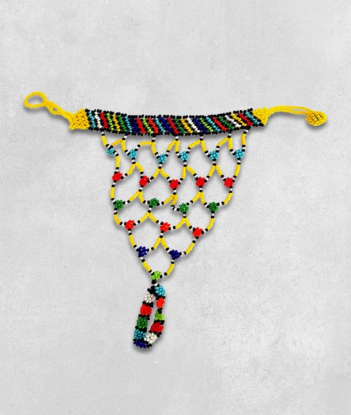 african beaded glove yellow 24