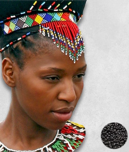Black African Beaded Head Veil