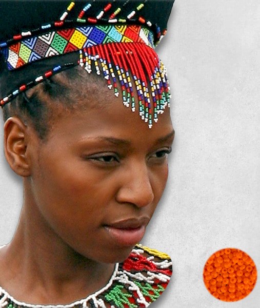 african beaded head veil orange3