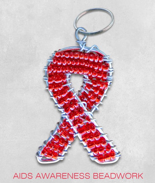 african beaded keyring aids ribbon9