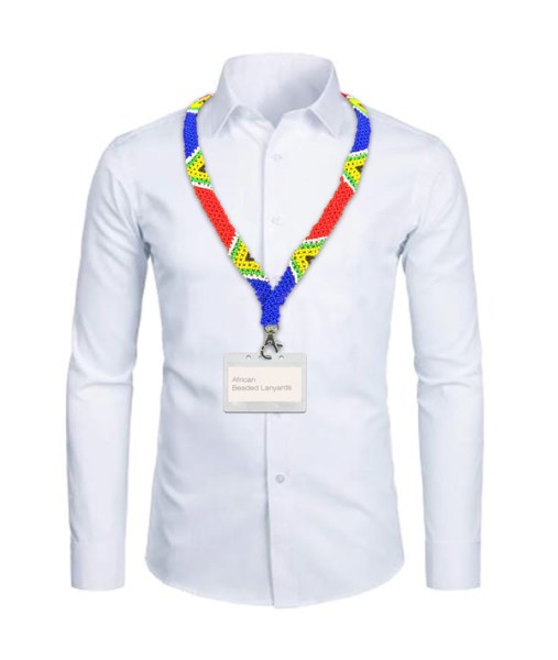Beaded SA Flag Lanyard Wide