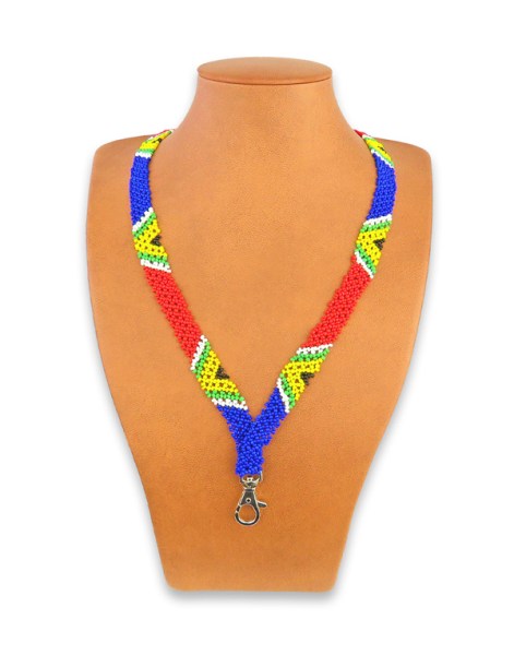 Beaded SA Flag Lanyard Wide