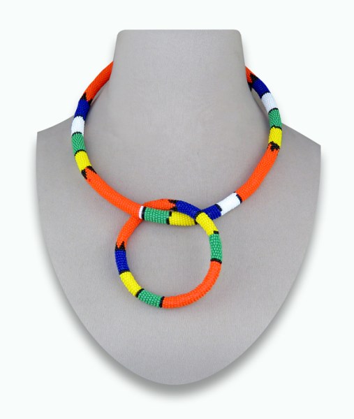 Zulu Necklace Bangle Set Orange 