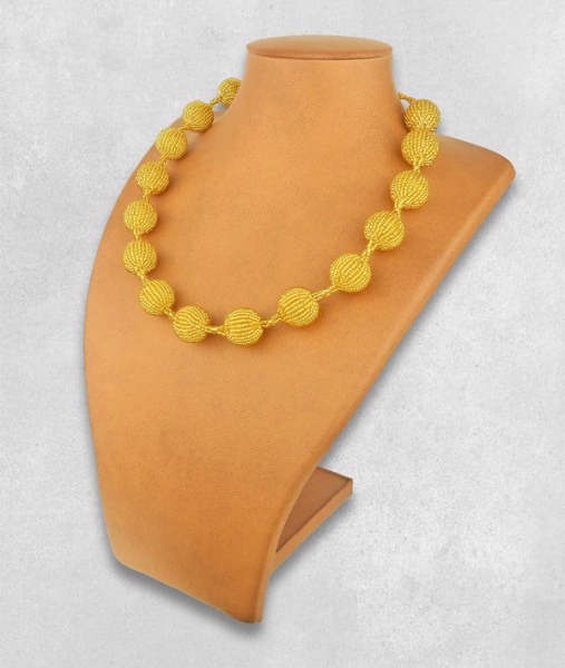 African Beaded Bobble Necklace Gold