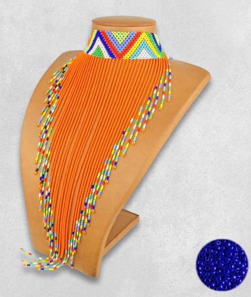 Dark Blue Necklace Choker Tassel Extra Long 