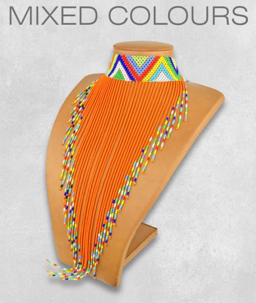african beaded necklace choker tassel mixed