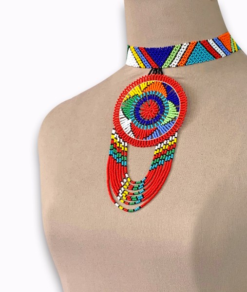 Beaded Necklace Large Circle Fringe | SOUTH AFRICA