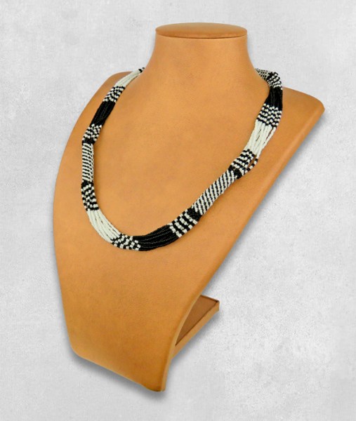 African Bead Necklace Mvovo White Black