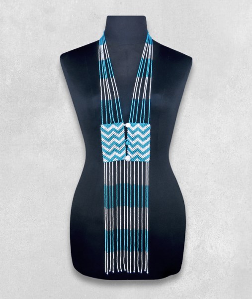 Light Blue White Scarf African Beaded Necklace 
