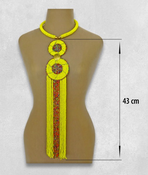 Yellow Sizani African Beaded Necklace