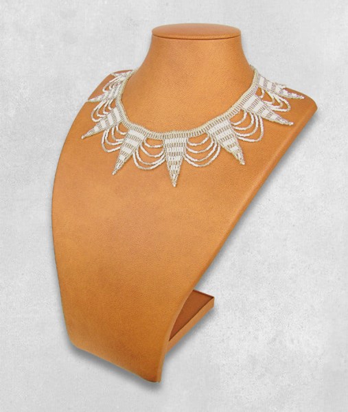 Beaded Necklace Zulu Spear White Silver