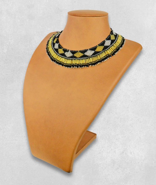 african beaded necklace thandi gold silver black 13