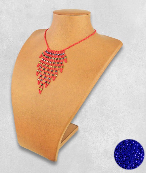 Dark Blue Tula Beaded Necklace