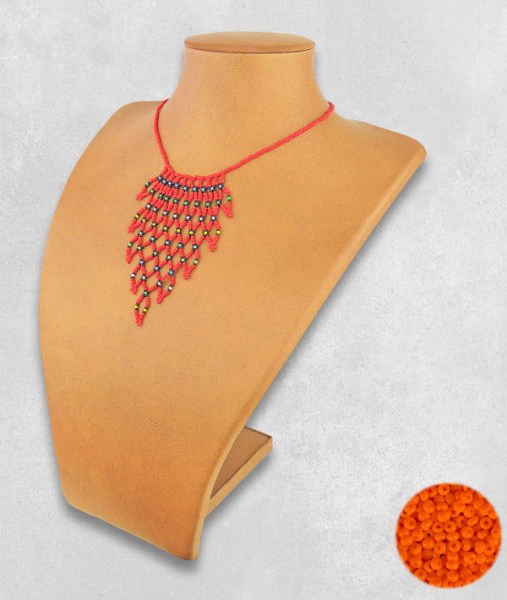 Orange Tula Beaded Necklace