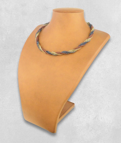 Beaded Necklace Twisted Copper Metallic White-Gold