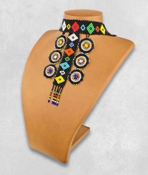 African Beaded Necklace Zulu Circle Style 1