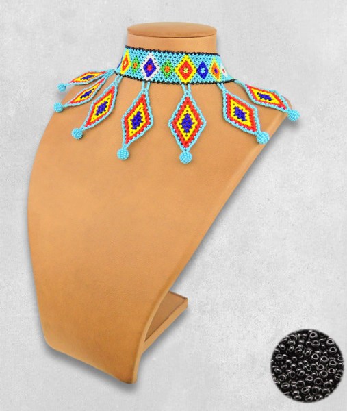 african beaded necklace zulu diamond black