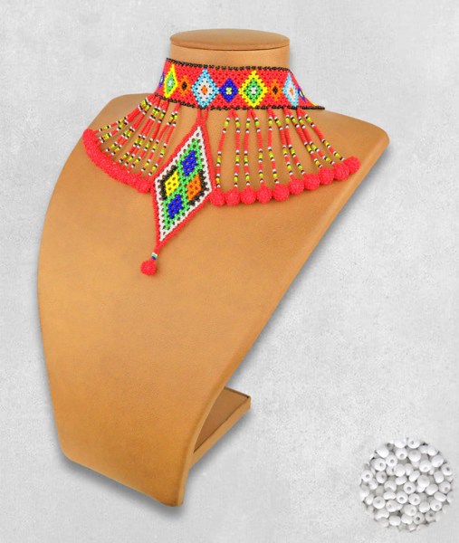 White African Beaded Necklace Zulu Diamond Bobble