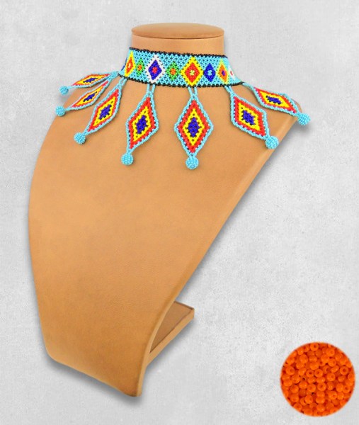 african beaded necklace zulu diamond orange