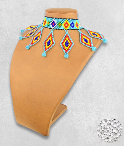 african beaded necklace zulu diamond white