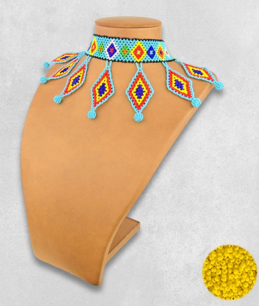 african beaded necklace zulu diamond yellow