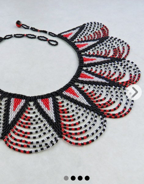 Zulu Spear Fringe Red Silver Black