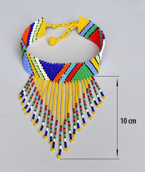 african beaded necklaces choker tassel yellow size8