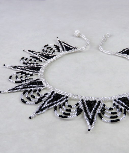 african beaded necklaces zulu spear silver black